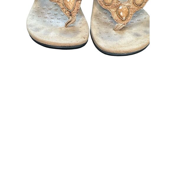 Vionic Brown Gold Cork Eve II Comfort Support Orthaheel Thong Sandals Size 7 - Picture 4 of 6